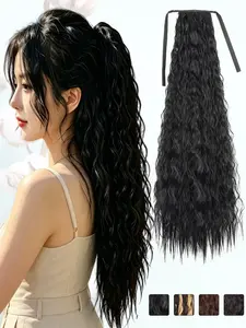 KAIRIYA 34" Cornrow Textured Ponytail: Super Long Curly Wavy Synthetic Hair, Secure Single Elastic Tie, Ultra Lightweight Natural Volume Hairpiece for Women Party, Holiday & Daily Extended Comfort