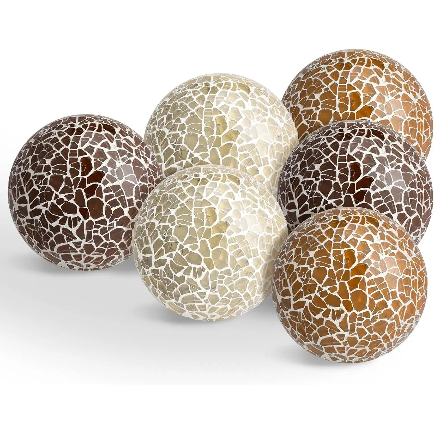 Vesici 6 Pcs 2.4 Inch Classic Colors Mosaic Glass Decorative Sphere Balls, Orbs for Bowls Vases, Living Room Dining Table Centerpiece Home Decor