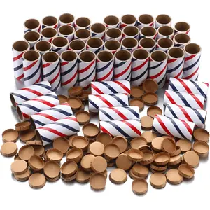 50 Pcs Red White Blue Firework Tubes 1 x2-1/2 x3/32 Pyro Cardboard Tubes with End Plugs for Patriotic 4th of July Party Favors Birthday Wedding Decor