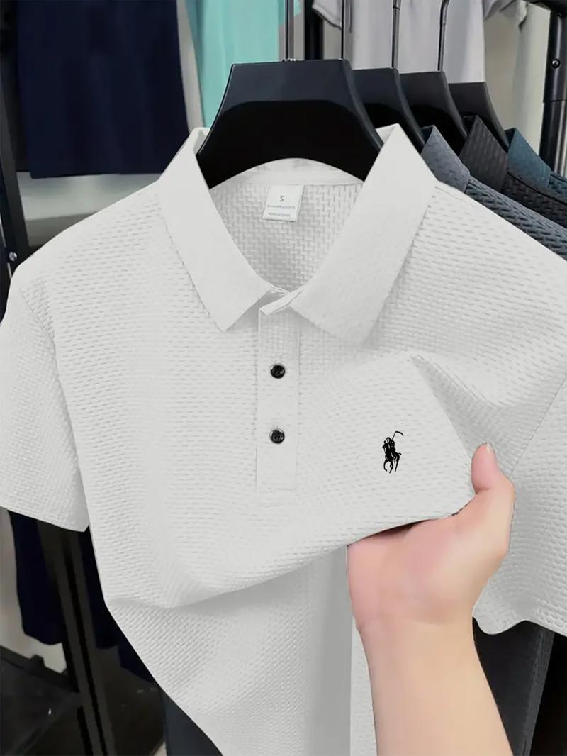 Men's Regular Fit Letter Print Polo Shirt, Casual Short Sleeve Collared Top for Summer, Fashion Men's Clothes for Daily Wear