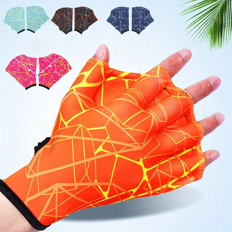 Unisex Breathable Swimming Webbed Gloves (1 Pair) - Water Sports Training Equipment with Secure Wrist Strap, Propulsion Boost Hand Flippers for Men's Fitness