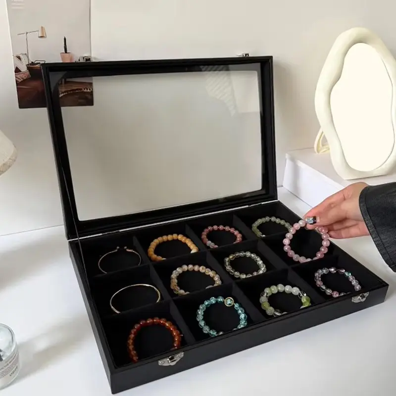 Jewelry Storage Box with lid for Bracelets and Bangles, Crystal Jade Jewelry Organizer, Necklace Holder, Elegant Accessory Case