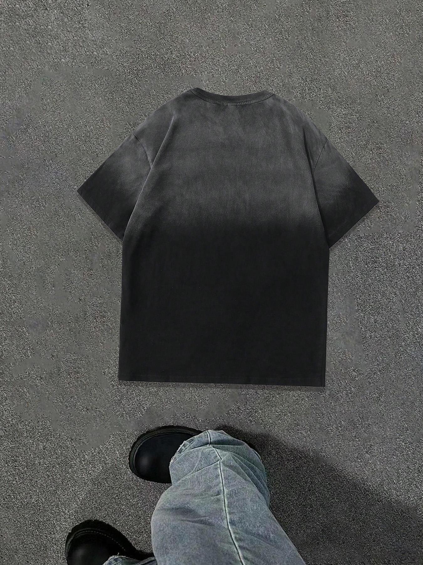 Men's Star Print Round Neck Tee, Regular Fit Casual Street Short Sleeve T-shirt for Summer, Men's Top for Daily Wear, Streetwear