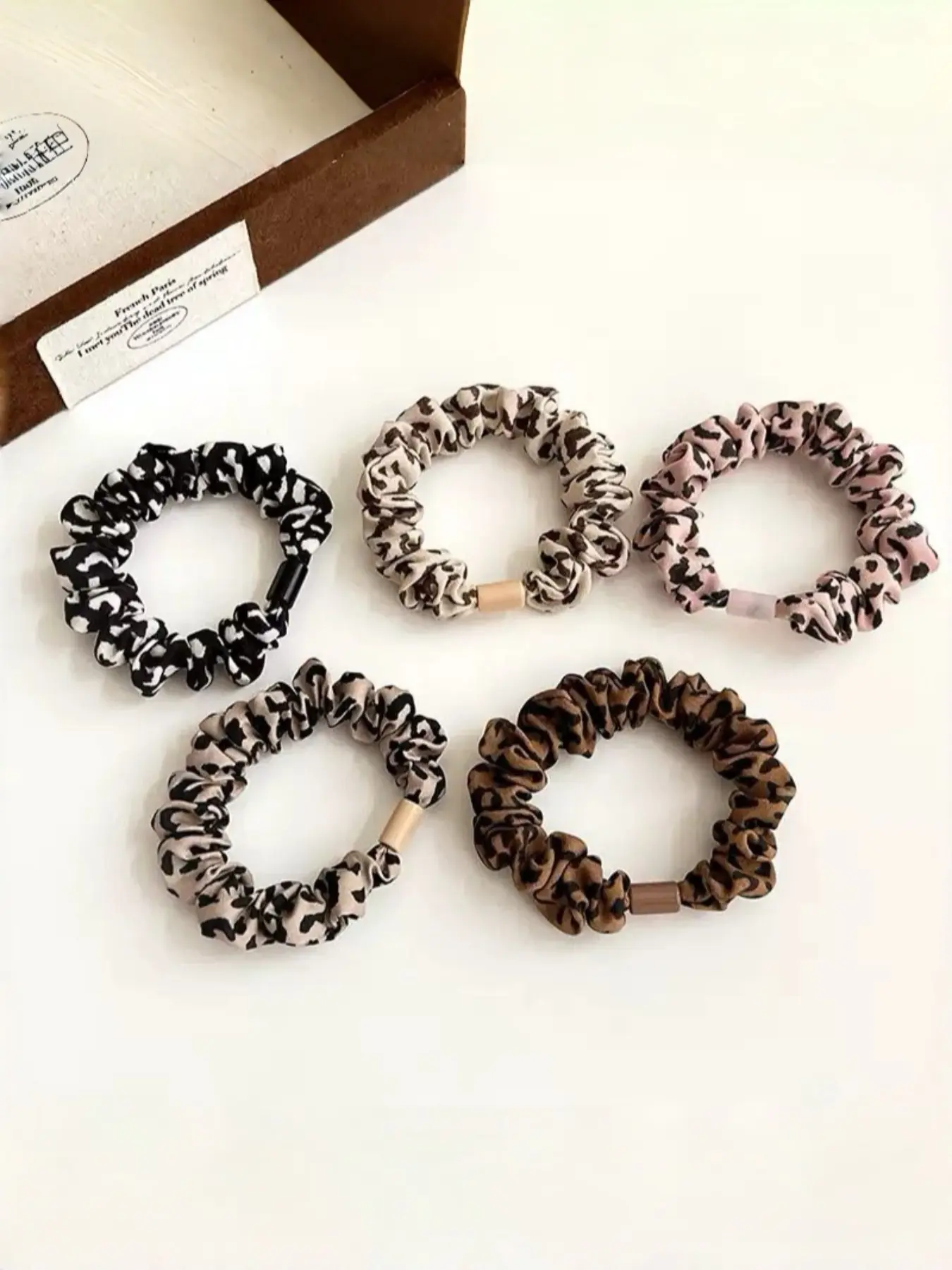 Women Camo Hair Tie Set, Elastic Hair Bands, Leopard Print Colorful Hair Rings, Soft Fabric Hair Accessories, Bohemian Style Hair Circle Pack