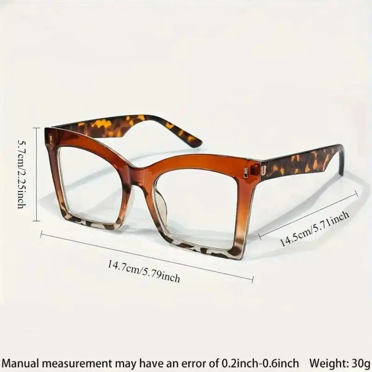Chunky Statement Frame Glasses, Oversized Tortoiseshell Eyewear for Adults, Unisex PA Plastic Full Rim with HD Lens for Everyday Use