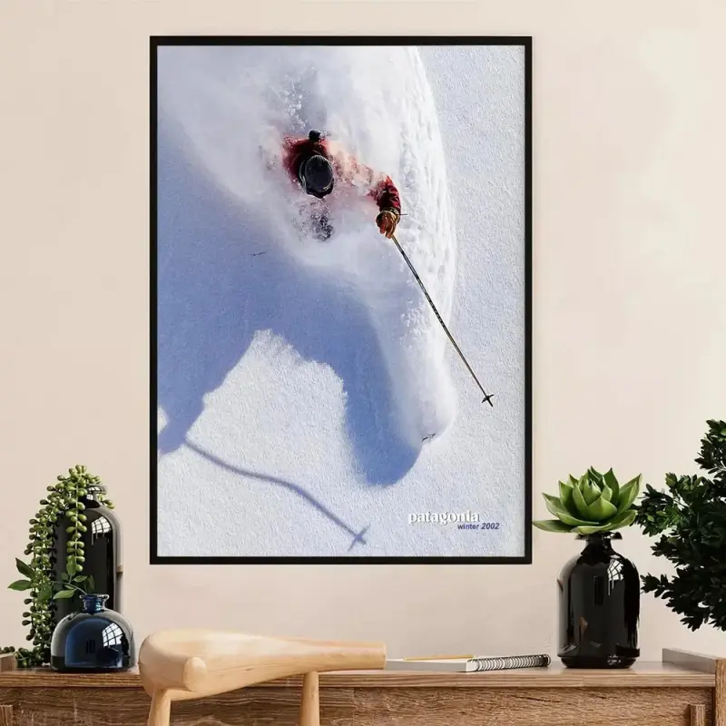Patagonia Winter 2002 Skier Action Poster Vintage Sport Wall Decor Skiing Art, Vintage Ski Poster, Ski Wall Art, Canvas Prints, Winter Sports Decor, Mountain Wall Art, Cabin Decor, Room Decor Wall Art Poster, Gift for Skiers