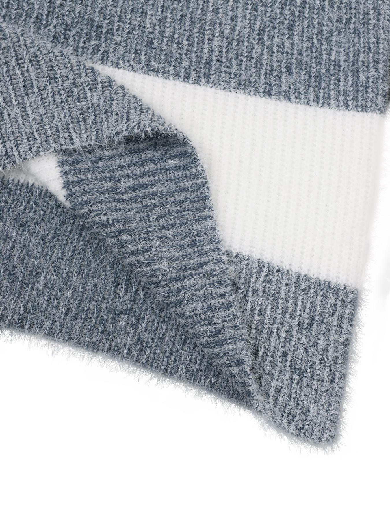 Women's Colorblock Striped Sweater Dress, Elegant Fashion Style, Perfect for Fall & Winter, Daily Wear, Parties, Dates