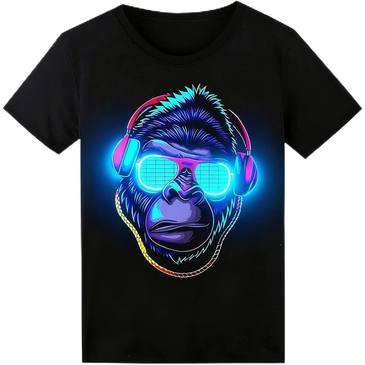 Sound Activated LED T-Shirt Glow in The Dark Light Up Shirt for Men Neon Shirt for Rave Glow Party Concert Halloween