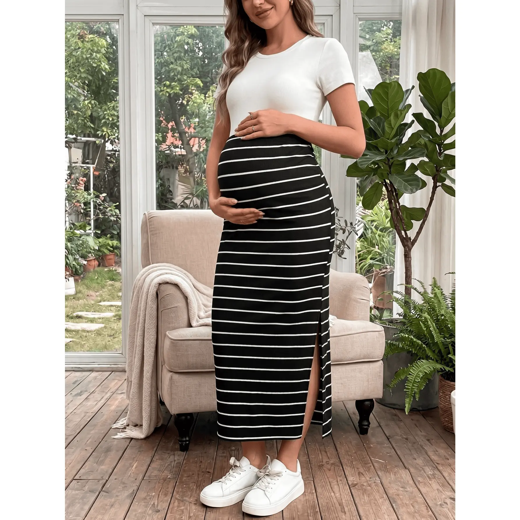 Pregnancy clothesWomen's Maternity Stretchy Comfortable Black Hip-Hugging Sleeveless Summer Casual Dress, Sleeveless Dress