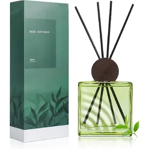 6.76 oz White Tea Scent Diffusers with 8 Fiber Sticks,200ml Reed Diffuser for Bathroom Room Air Freshener, Last up for 40 Days
