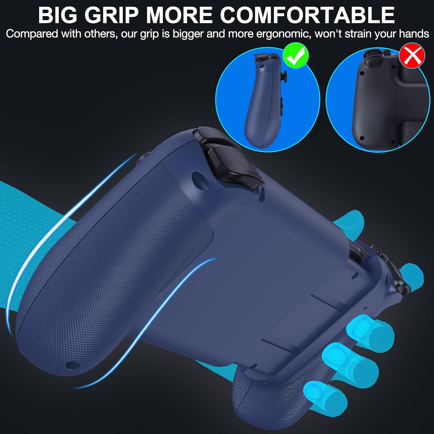 Mobile Gaming Controller, Phone Controller for /Android with Big Grip,Led Light,Hall Effect Joysticks, Cell Phone Slide Controller for Handheld Gaming