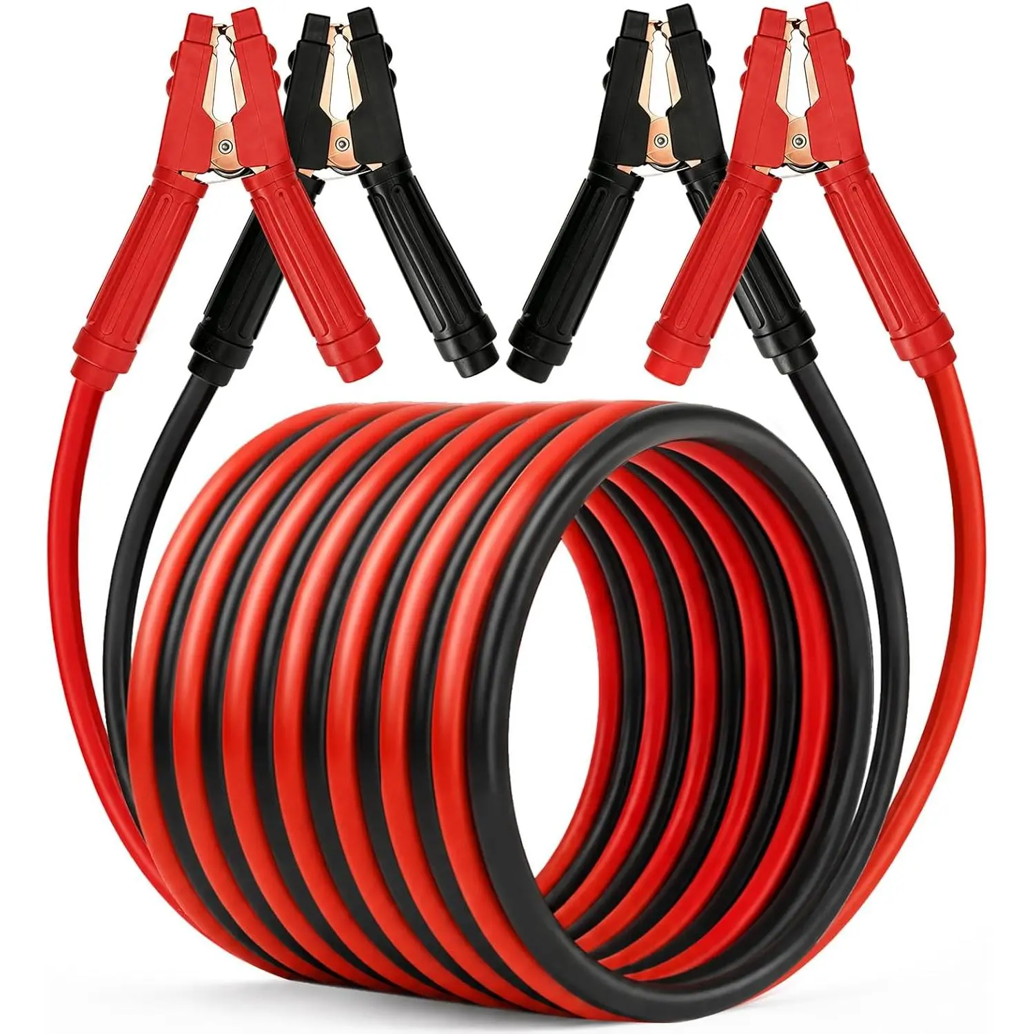 1 Gauge 25 FT Quick Connect Jumper Cables with Toggle Clamp, 1000A Heavy Duty Jumpstart Booster Cables for Cars, Trucks, SUVs, Includes Travel Bag