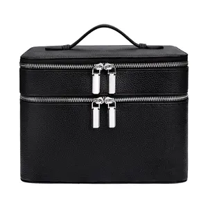 Double Layer Portable Professional Makeup Bag, Skincare Organizer, Eyelash Extension Dedicated PU Storage Box, Multi-Compartment Cosmetics Case
