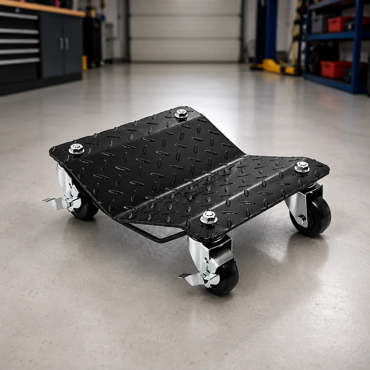 4-Pack Heavy-Duty Car Tire Dolly Set, 6000 lb Total Capacity Vehicle Wheel Dollies with Locking Brakes, Steel Frame & 360° Swivel Casters for Moving Cars, Trucks, SUVs, Trailers in Garage, Shop & Auto Storage