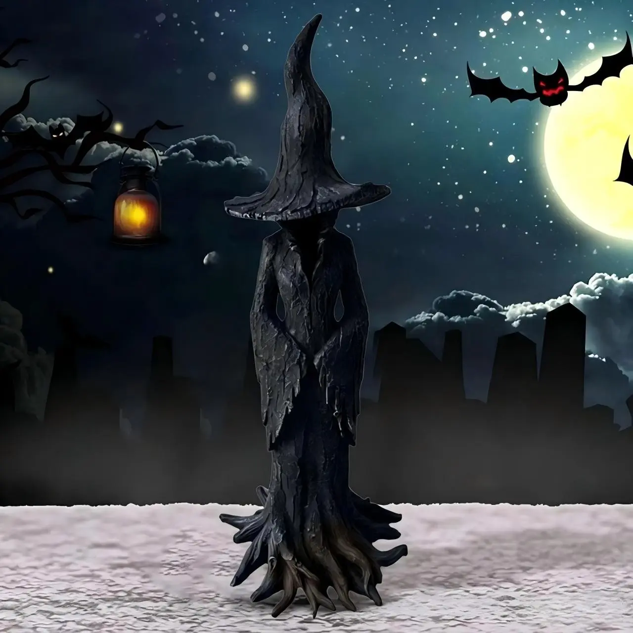 Cracker Barrel Witch Statue Halloween Resin Ornament, Personalized Home Decor, Unique Witch Sculpture for Festive Decoration