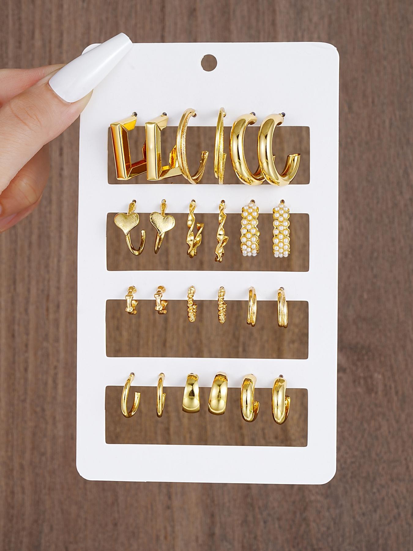 Simple Geometric Design Hoop Earrings, 6/12 Pairs Fashionable Earrings for Women & Girls for Party, Daily Clothing Decor, Trendy All-match & Exquisite Jewelry for Birthday Gift