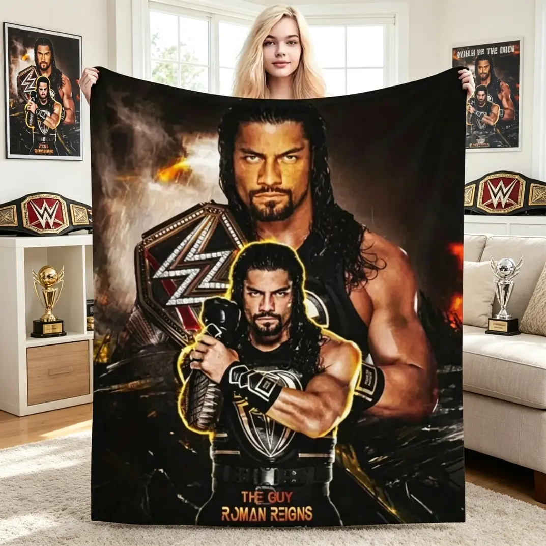 WWE Roman Empire Flannel Blanket, Soft Lightweight All Season Plush Throw for Adults Kids, Bed Sofa Office Camping Party Decor Gift