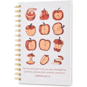 Journal for Women Teens and Students, Galatians 5:22-23 Scripture Design for Prayer  Study School and Christian Gifts, White Hardcover Spiral Notebook, 5.7" x 8.3", 160 Pages