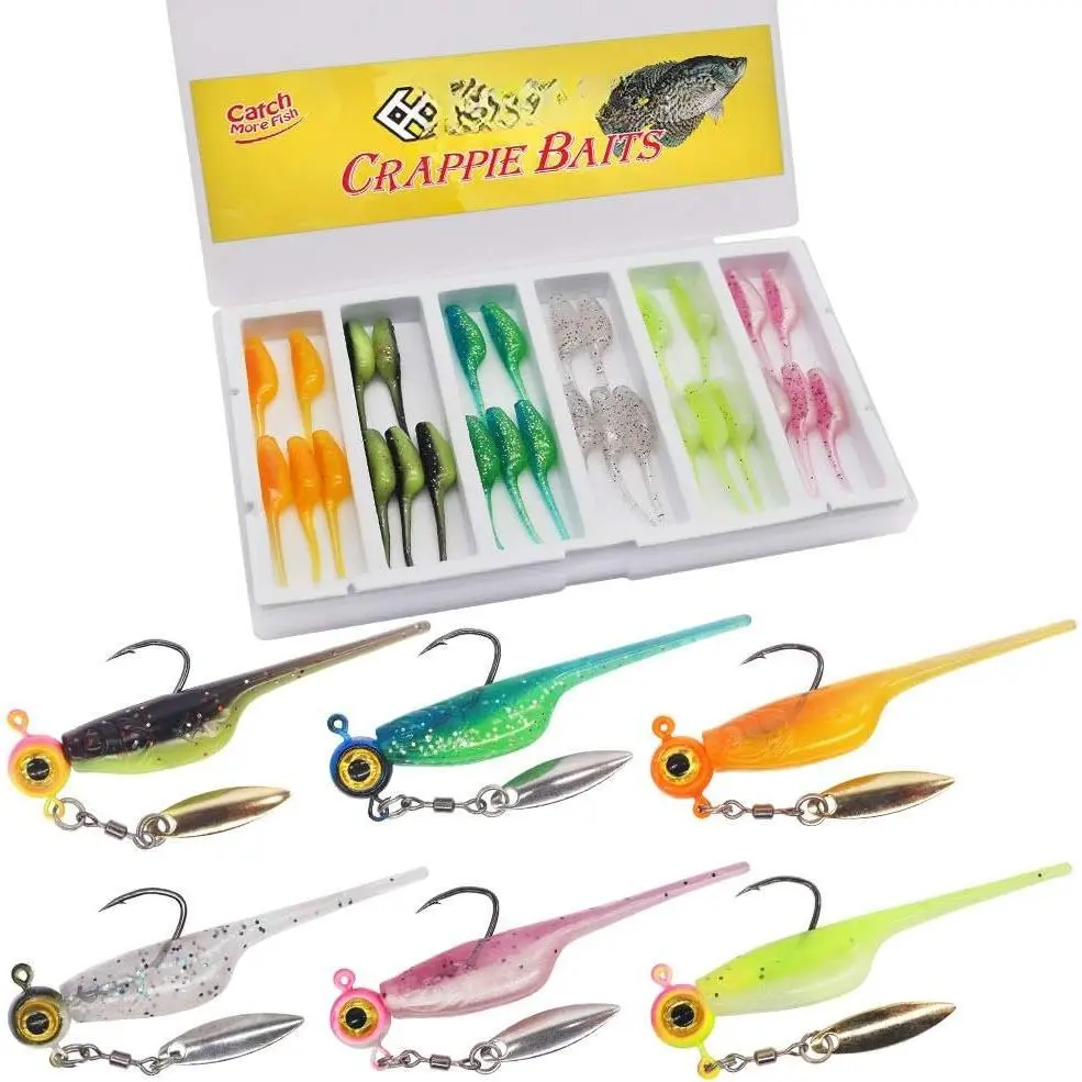 Crappie-Baits- Plastics-Jig-Heads-Kit-Shad-Minnow-Fishing-Lures-for Crappie-Panfish-Bluegill-40 &135  Kit