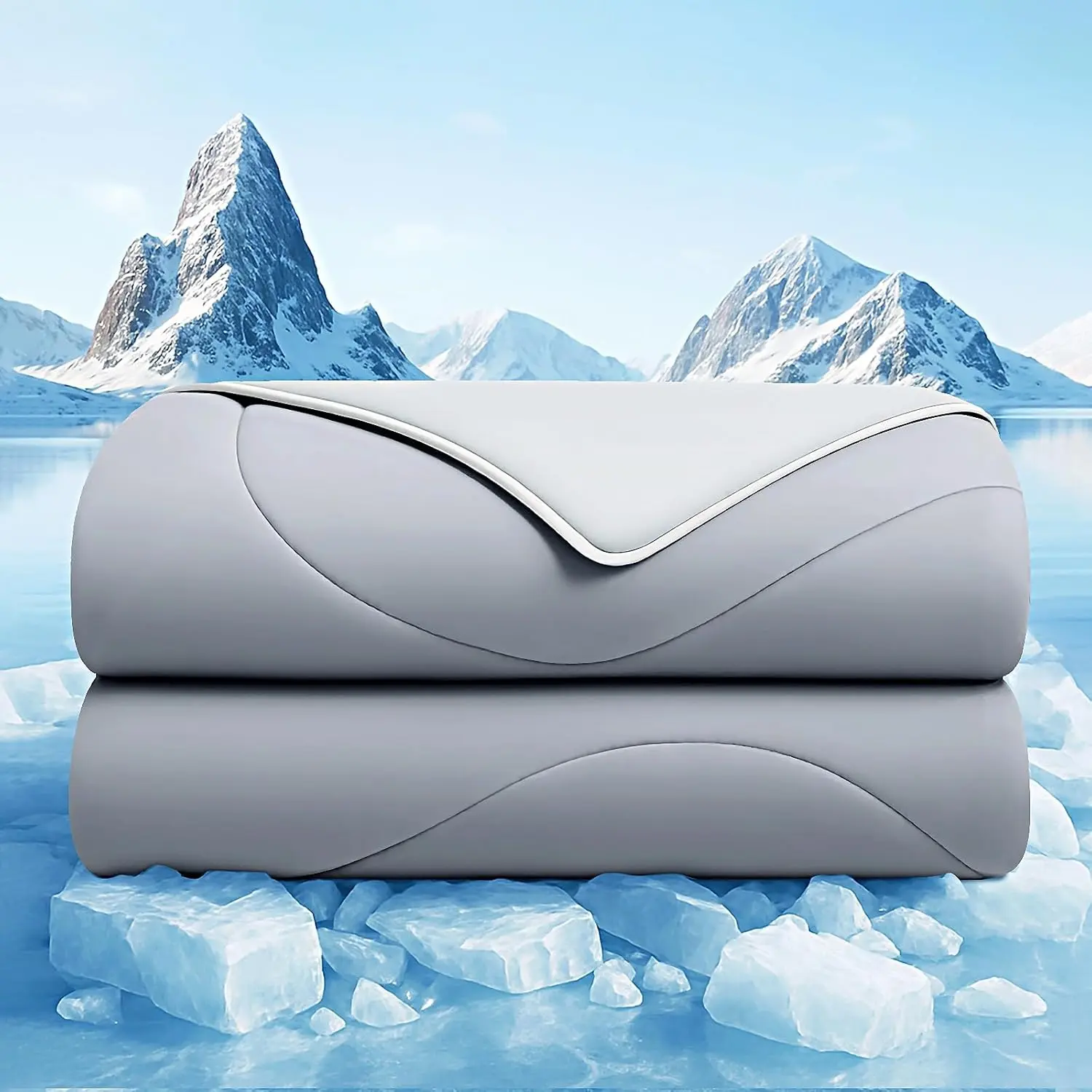 Cooling Comforter  Size, Cooling Blankets for Hot Sleepers and Night Sweats, Double Side Cool Soft Light  Gravity and Breathable Absorb Heat Bed Blanket 90"x90" Inches, Gray