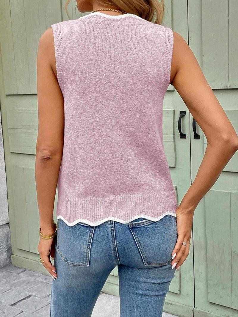 Women's Colorblock   Sweater Vest, Casual Fitted Sleeveless Knit Top for Summer, Fashion Women's Knitwear for Daily Wear