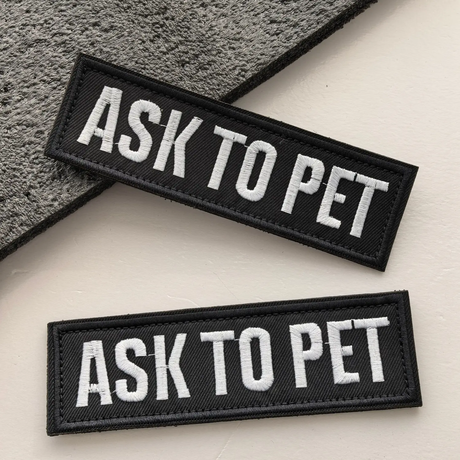2-Piece Service Dog Patch Set, Tactical Morale Patches, Full Embroidery, Dog Harness Lanyard Collar Hooks, Velcro Material