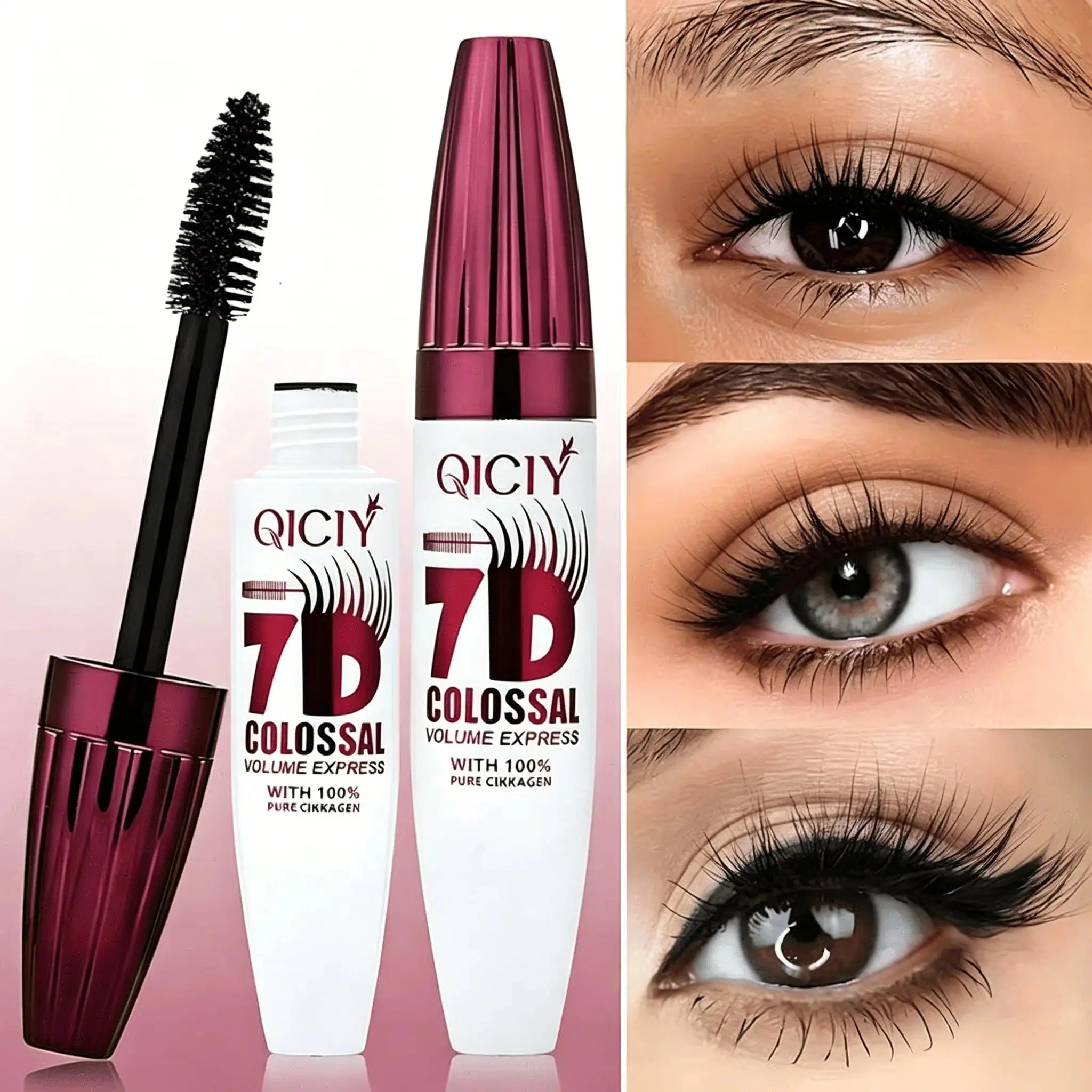 7D Waterproof Volume Mascara, Voluminous Lengthening Mascara, Long Lasting Natural Curling Lashes Mascara for Professional Eye Makeup, Made for Women and Girls, Longwear Mascara