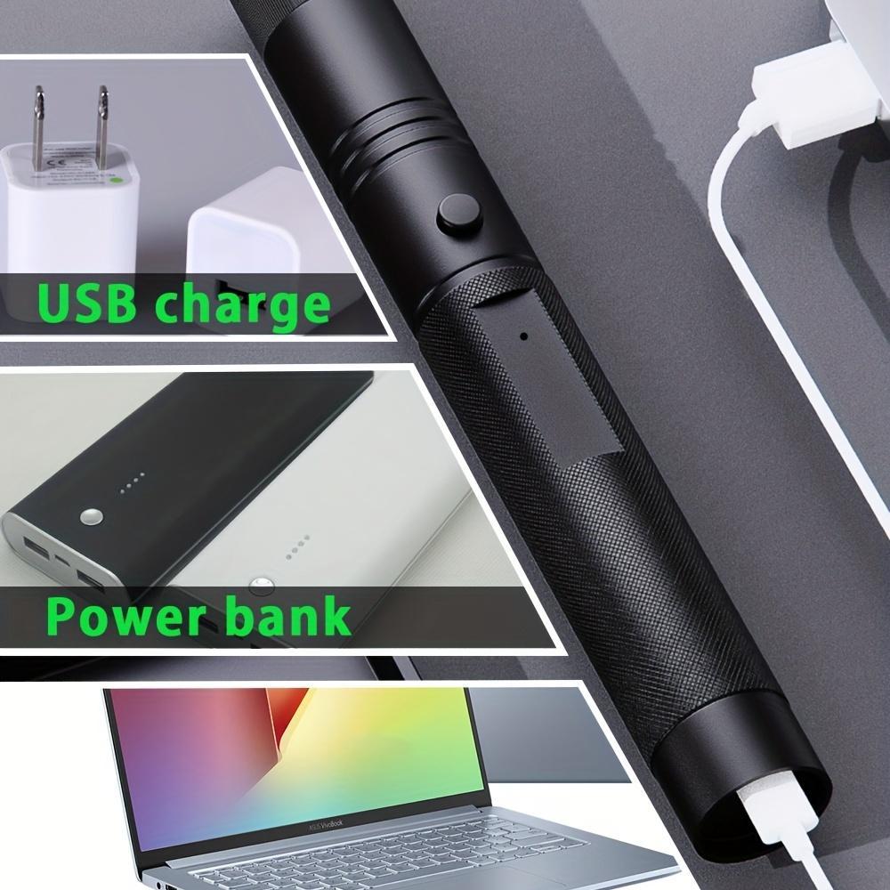 USB Rechargeable Flashlight, Portable Laser Light with USB Cable, Lightweight Flashlight for Outdoor Camping, Hiking, Fishing, Travel