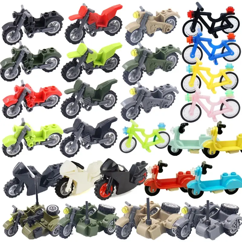 Military Brick Building Set Off-Road Motorcycle Toy - ABS Plastic Harmless Construction DIY Mini Electric Mountain Bike Figure, Educational A034 Toy for Enhancing Manipulative Ability & Innovation Learning, Brick Building Sets