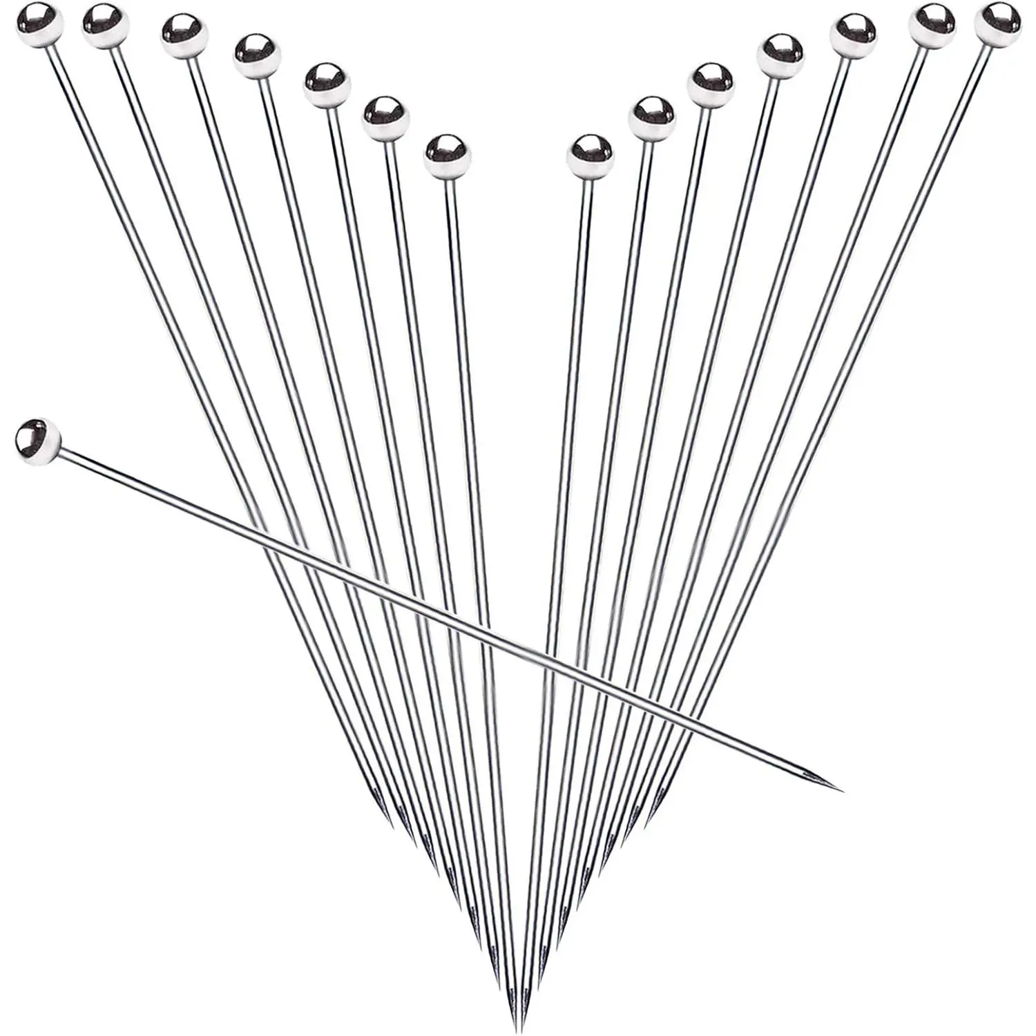 6" Stainless Steel  Picks,  Metal Toothpick, Martini Toothpicks for Olives, Fruit Stick Toothpicks, Appetizers Sandwich Fruit Picks (6Inch, Set of 15)