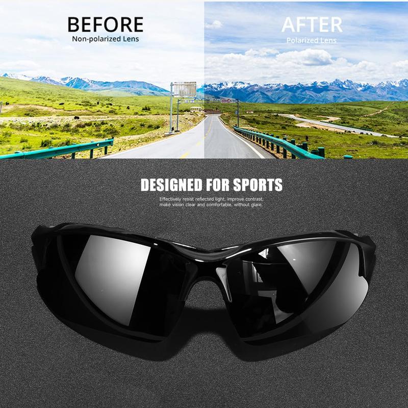 4Pcs Polarized Sports Glasses for Men Women - Windproof Outdoor Eyewear for Sports & Driving