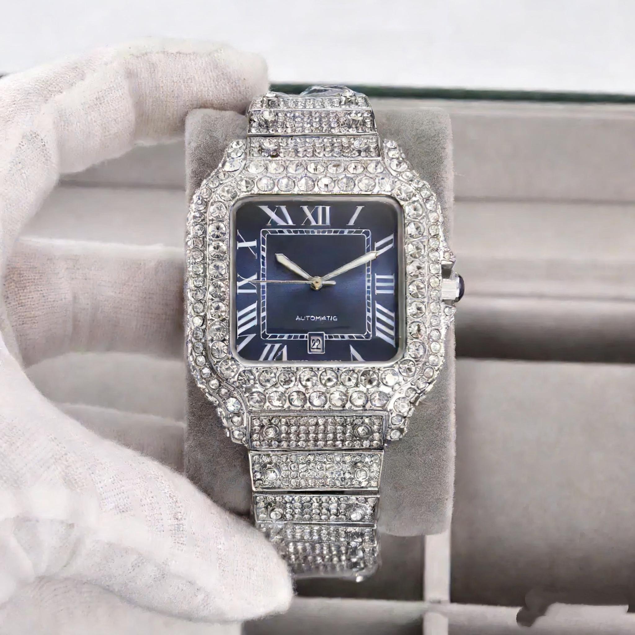Luxury Diamond Square Men's Watch Classic Quartz Fashion Party Business Watch High-End Elegant Light Luxury Gift