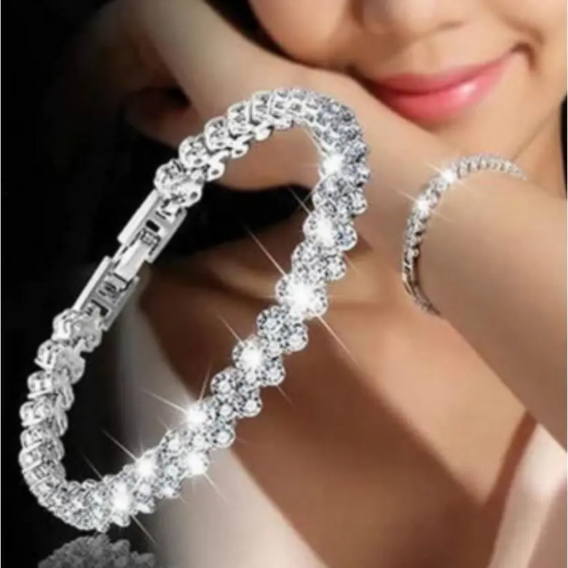 Exquisite and Luxurious Roman Crystal Bracelet Simple Full-Diamond Inlaid Bracelet