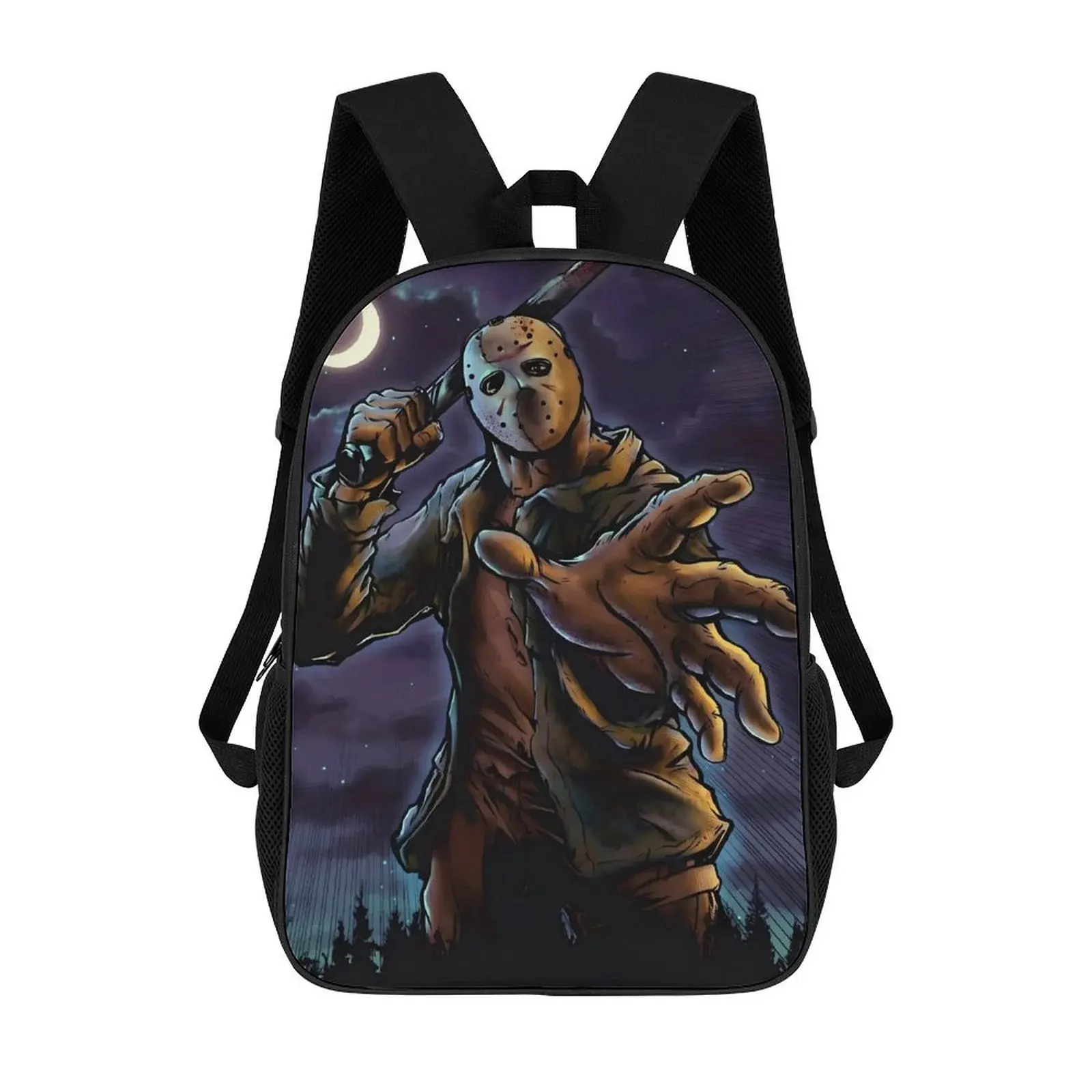 Jason Voorhees Front Print 17-in Oxford Cloth Backpack for Teens, High Density Lightweight Durable Middle School Bookbag with 17-in Laptop Compartment, Back to School Haul Travel Bag