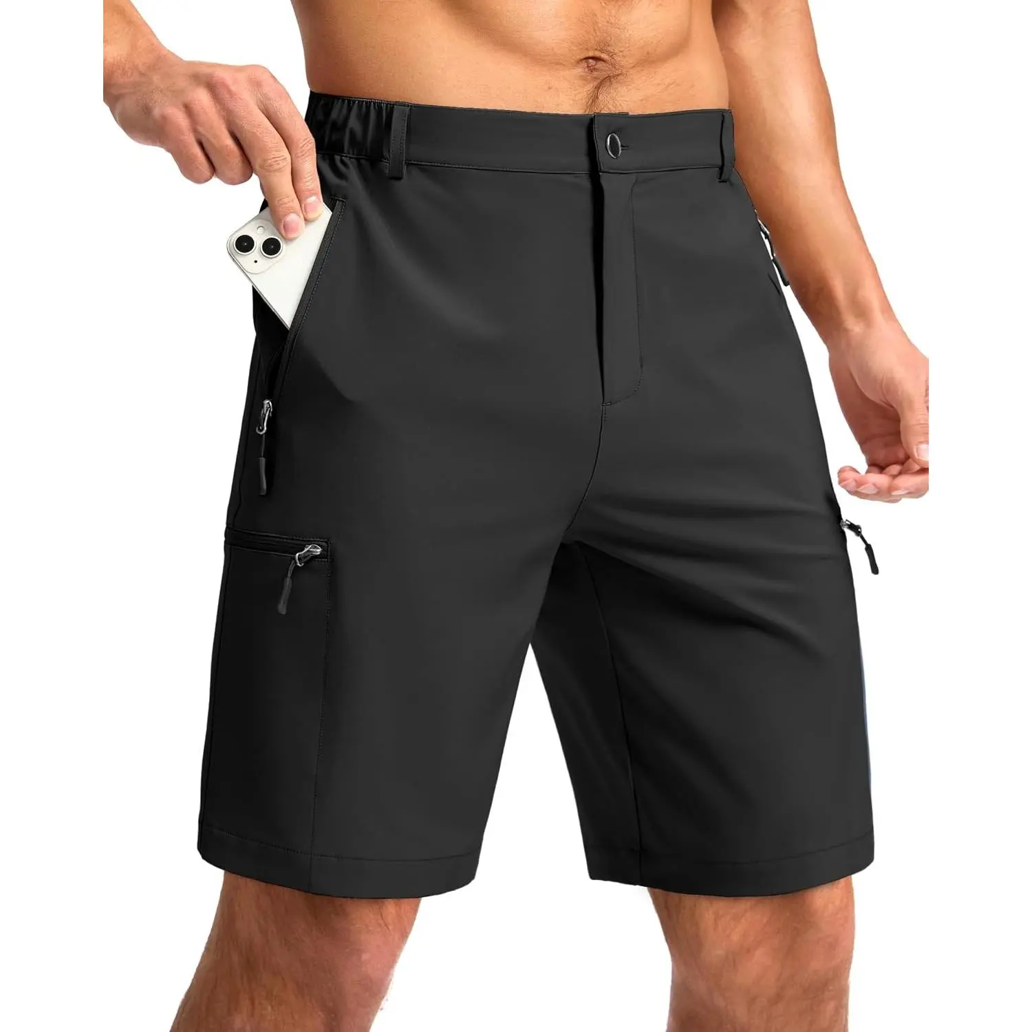 Men's Quick-Dry Hiking Cargo Shorts with 4 Zipper Pockets, 9" Inseam - Lightweight Casual Work Shorts for Golf & Fishing(Gift)