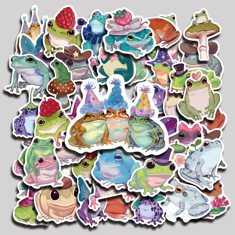 50PCS Silly Frog Aesthetic Vinyl Stickers Pack for Laptop Water Bottle Phone Case Skateboard Journal Scrapbook DIY Decoration