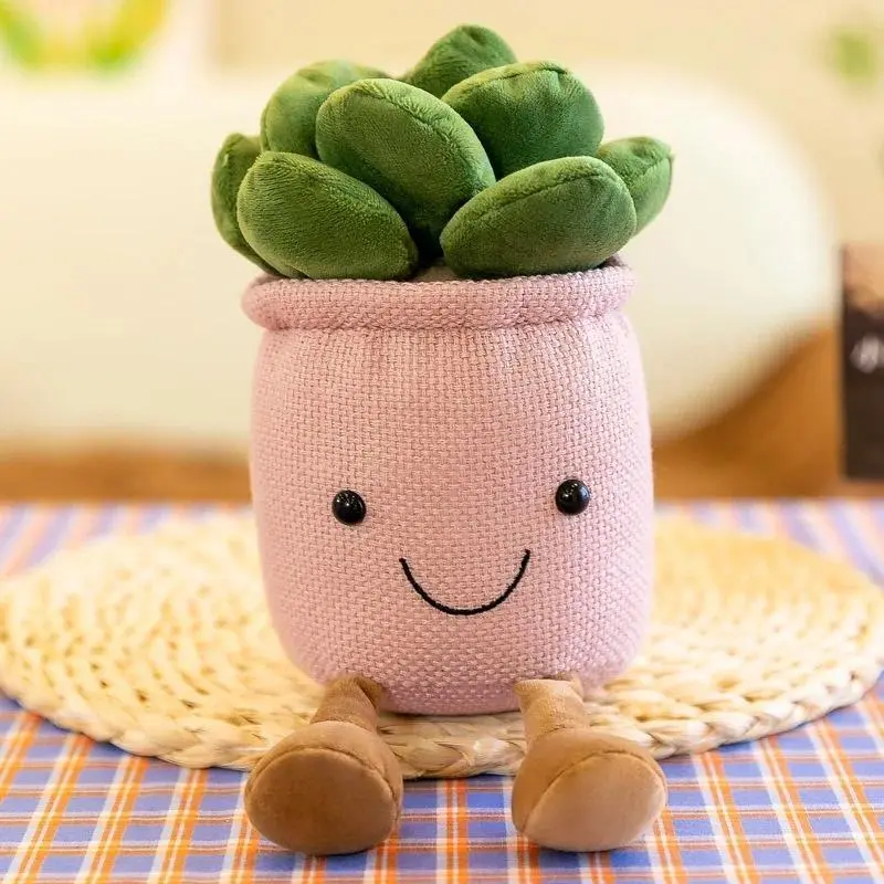 #&Succulent Plants Plush Stuffed Toys Soft Home Decor Doll Creative Potted Flowers Pillow for Kids Birthday Gift