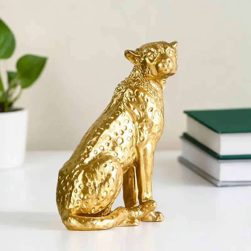 Vintage Leopard Design Resin Figure Ornament, 1 Count Creative Desktop Decoration, Desktop Decorative Statue for Home Office Hotel, Decorative Sculptures, Desktop Figurine, Decorative Ornaments