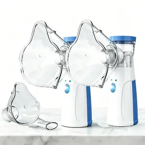 2pcs Handheld Ultrasonic Mesh Nebulizer portable  smart Humidifier, Adjustable & Self-Cleaning, Face Mask & Mouthpiece Included, USB Plug-in Rechargeable for Adults Kids, Home Travel Use