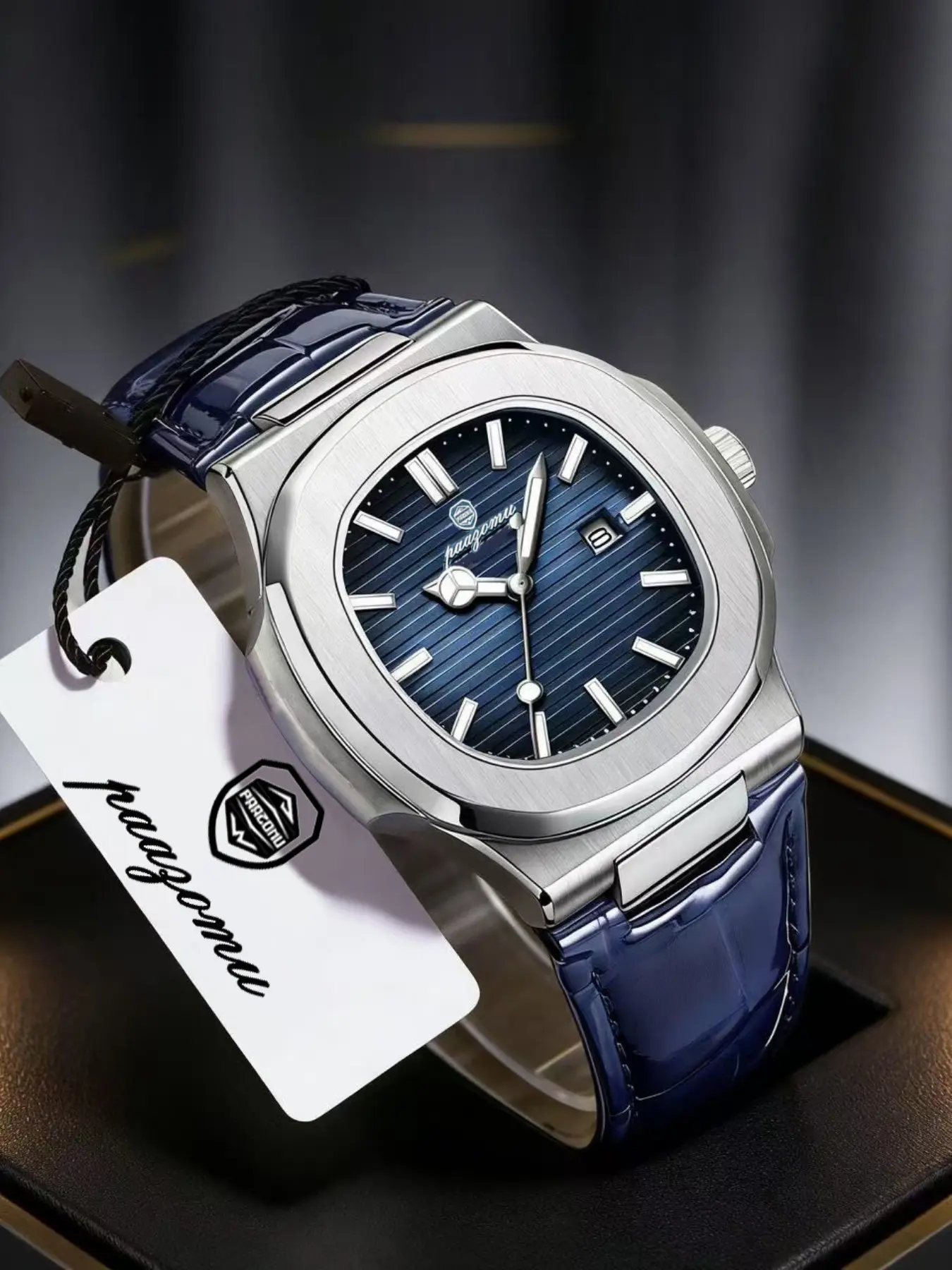 Luxury Waterproof Night Glow Men's Watch, Steel Quartz Watch, Quartz Day Date Leather Strap, Fashionable Paazomu Original Design, Stylish Men's Timepiece, Analog Quartz Watches, Fashionable Wristwatch