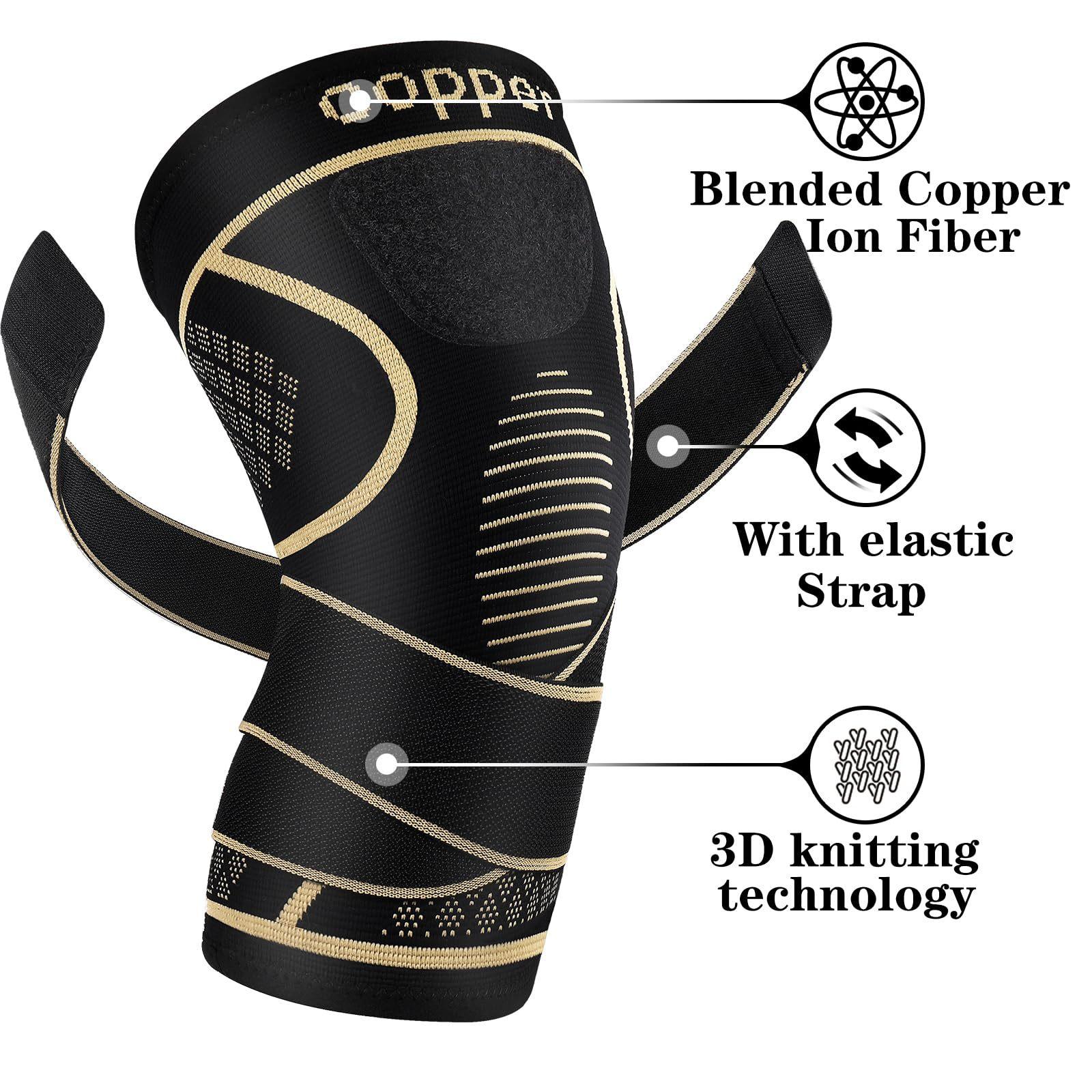 Copper reinforced knee guard | Adjustable straps, breathable knitted material and stable support. Suitable for basketball, cycling and hiking sports, professional outdoor knee guard