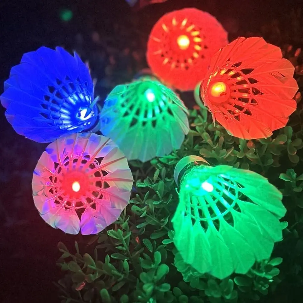 LED Colourful Glow Badminton Birdies Goose Feather Shuttlecock for Dark Night Outdoor Indoor Sport Activities