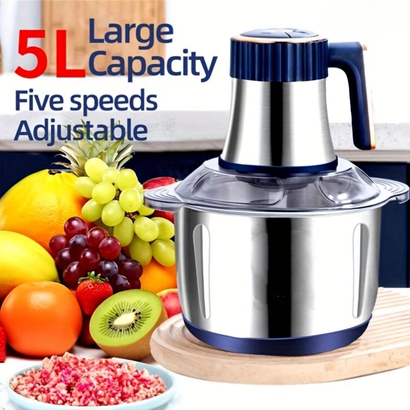 5L Stainless Steel Electric Meat Grinder - 5-Speed Kitchen Food Processor with 5-Speed Motor for Grinding Mixes, Garlic Blending, Chili Processing