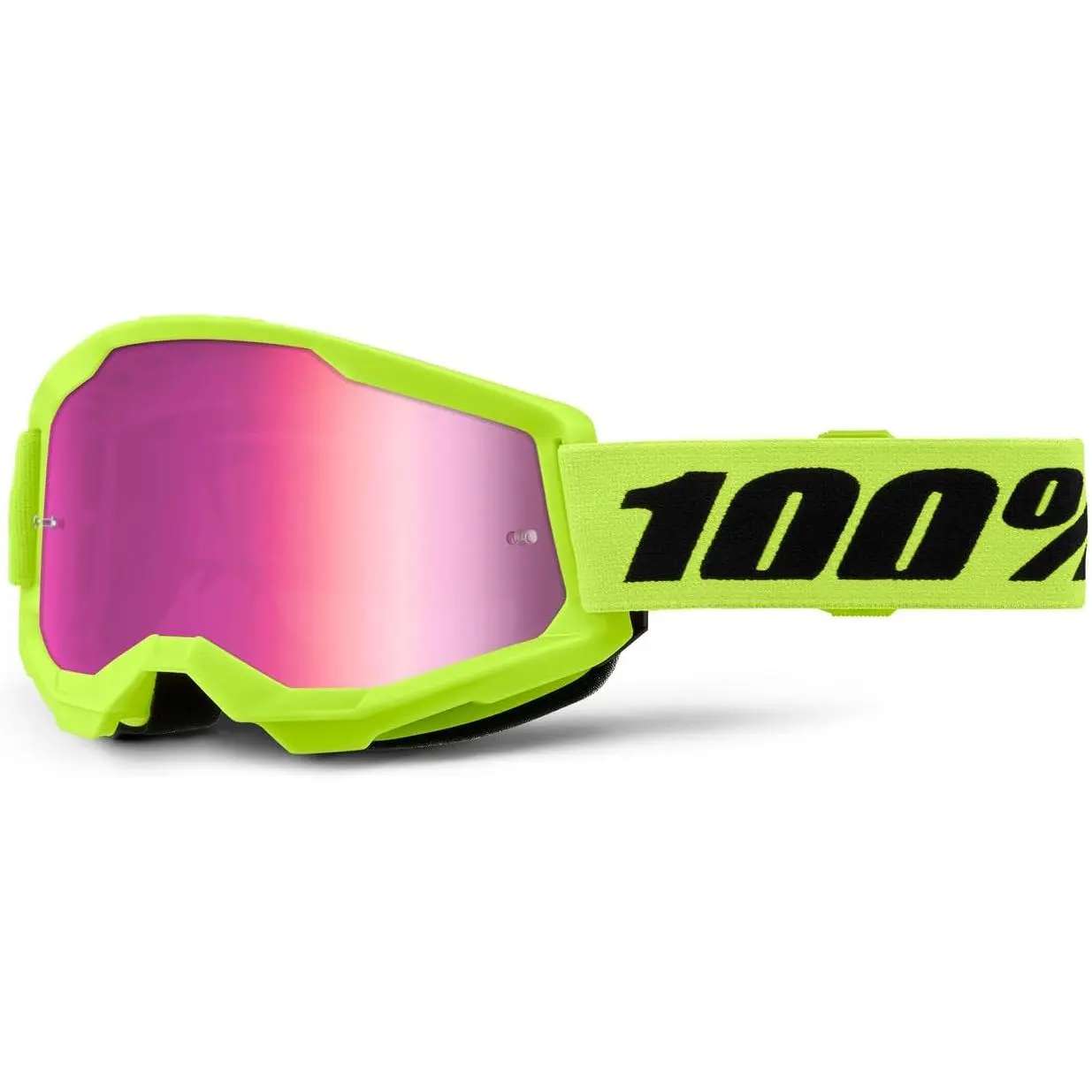100% STRATA 2 Sports Goggles - Men's Motocross & Mountain Biking Eyewear for Bike Riders - Black-Silver, Everest-Blue, Fluo/Yellow-Red, Grey-Red Lenses, Black - Mirror Silver Lens, Everest - Mirror Blue Lens