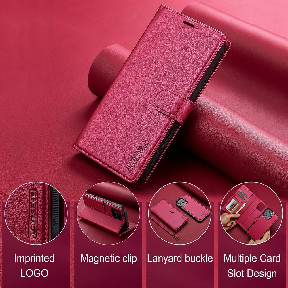 Magnetic Phone Case with Card Slot, 1 Count PU Leather Card Wallet Flip Phone Cover with Wristband, Phone Accessories for iPhone