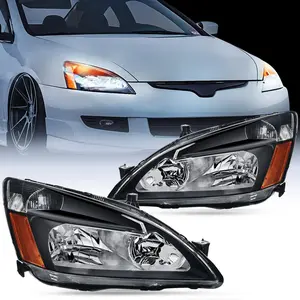 Nilight Replacement Car Light Headlight Assembly for 2003-2007 Honda Accord, Black Case, Amber Reflector, Waterproof, Anti-Fogging, DOT Certified, IP65 Rated, OE Standard