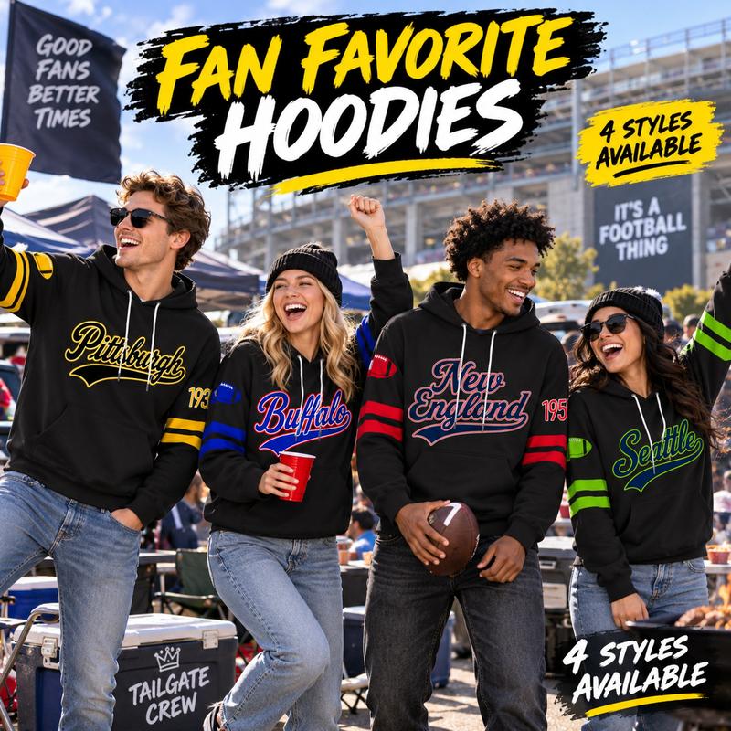 Washington Football Unisex Hoodie - Menswear Garment for Men, Comfy Polyester Long Sleeve Graphic Pullover, Black, Front & Back Print, Striped Sleeves, Drawstring Hood, Kangaroo Pocket, Vintage Fall Winter Game Day Streetwear Casual Outfit