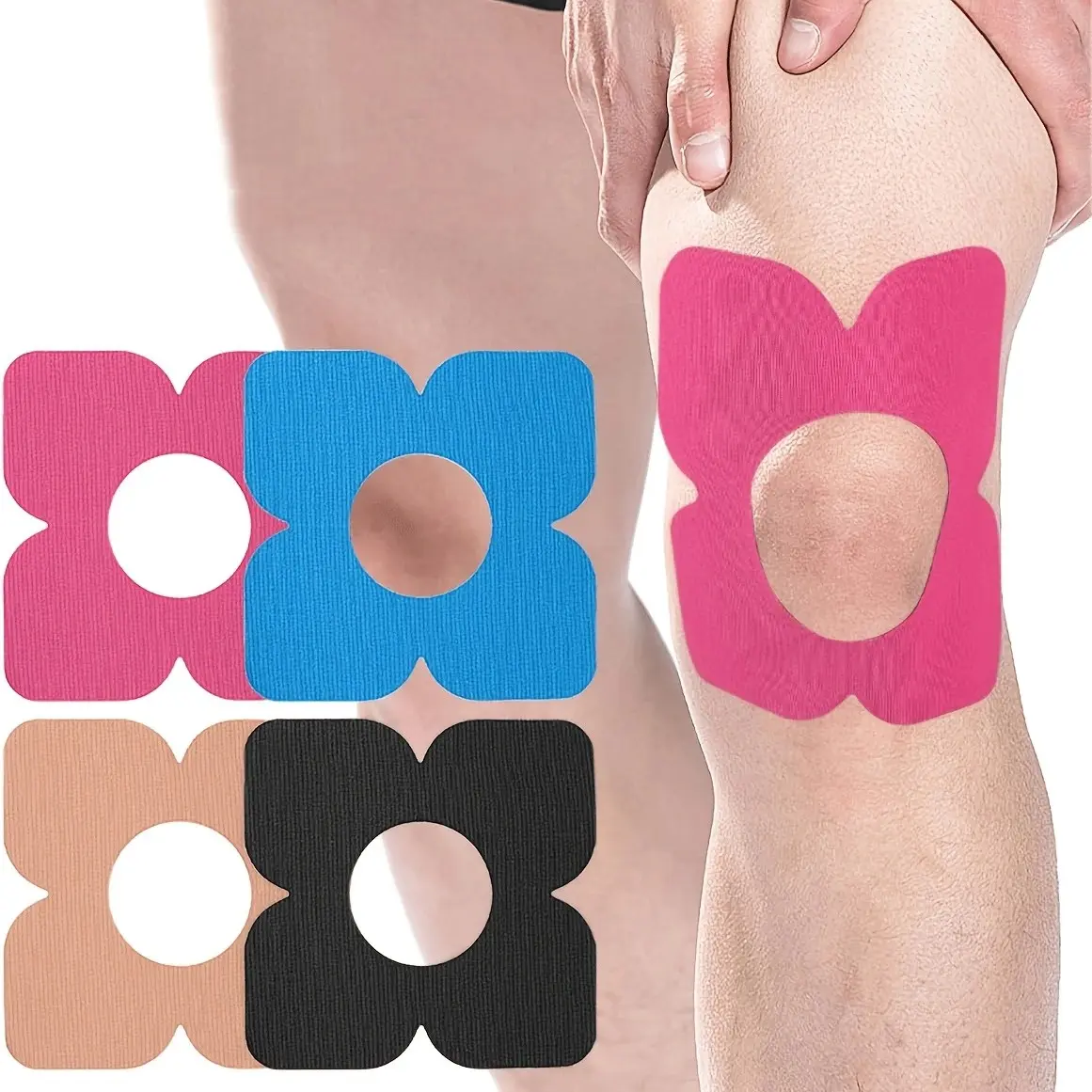 10 Pcs Flower Knee Patches, Pre-Cut Kinesiology Tape, Elastic Sports Bandage, Knee Support, Comfortable and Stable Muscle Support