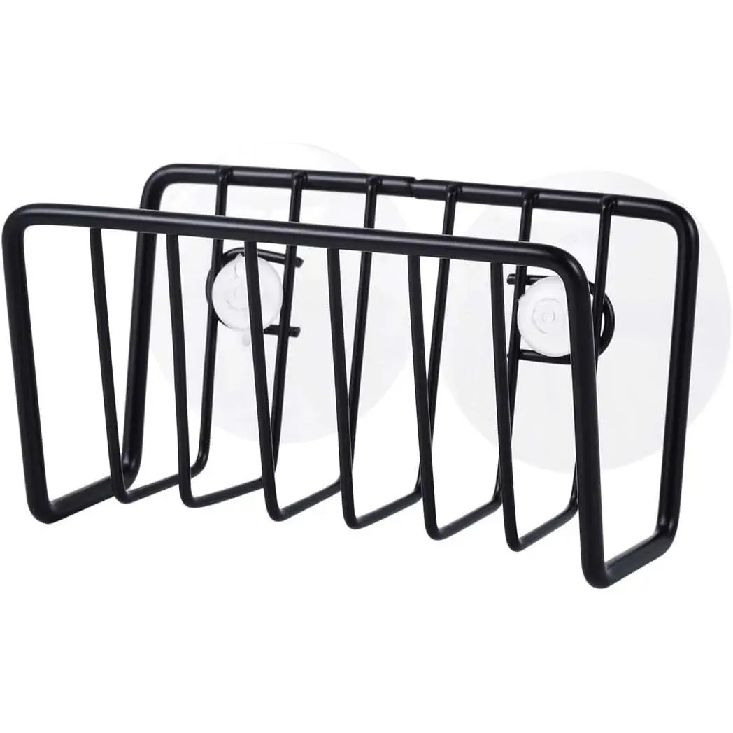 Sponge Holder for Kitchen Sink;Suction Cup Sponge Rack Kitchen Sink;Quick Drying Open Wire Basket Design with  Suction Cups;Soap Holder for Shower Wall No Drilling(Black)