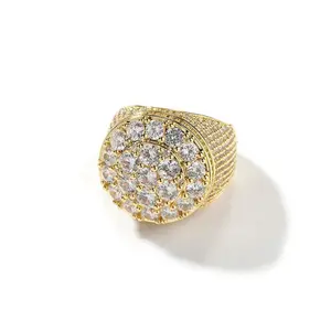 [ICE HUE] Unisex 18K Gold Vacuum Plated Copper Ring with 5A+ Sri Lanka Zircon Floral Crystal - Miami, Italy, Mexico & Micro Inspired Elegant Everyday Gold Ring, Luxury Costume Jewelry for Daily Wear, Gift Idea, Elegant Everyday Ring